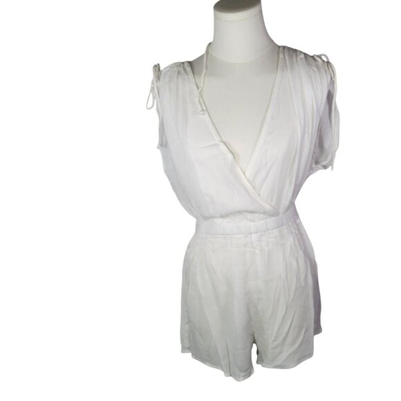 ASOS Design White Sleeveless Lightweight Elastic Waist Coverup Romper Size M - Picture 1 of 10